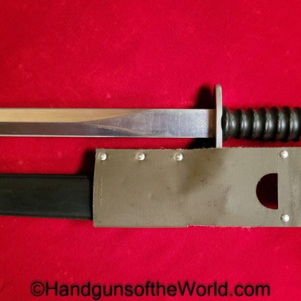 Swiss, Model 57, Bayonet, Model, 57, F&W, With Scabbard, with Hanger, Original, Collectible, Switzerland, Rifle, Long, Arm, Post-War, Post War