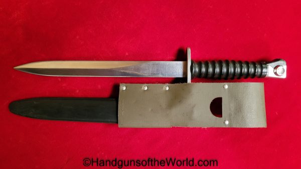 Swiss, Model 57, Bayonet, Model, 57, F&W, With Scabbard, with Hanger, Original, Collectible, Switzerland, Rifle, Long, Arm, Post-War, Post War