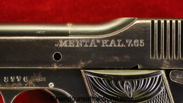 Menz, Menta, 7.65mm, 7.65, 32, .32, acp, auto, German, Germany, Handgun, Pistol, C&R, Collectible, Pocket, Hand gun, WWI, WW1, Era, Commercial