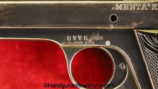 Menz, Menta, 7.65mm, 7.65, 32, .32, acp, auto, German, Germany, Handgun, Pistol, C&R, Collectible, Pocket, Hand gun, WWI, WW1, Era, Commercial