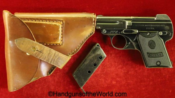 Steyr, 1909, 6.35mm, Post War, Austrian, Reissue, Full Rig, with Holster, Austria, Police, Handgun, Pistol, C&R, Collectible, VP, Vest Pocket, 6.35, .25, 25