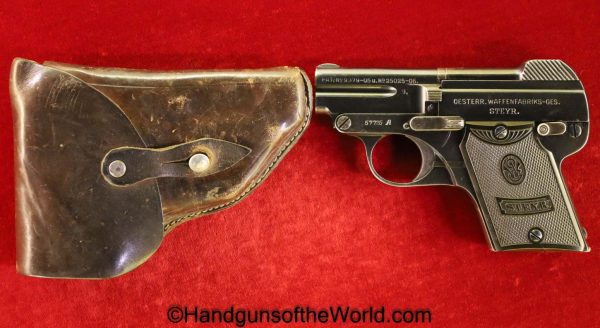 Steyr, 1909, 6.35mm, Austrian, Dated, 1919, with Holster, Handgun, Pistol, C&R, Collectible, VP, Vest Pocket, Austria, 6.35, .25, 25, acp, auto, Model