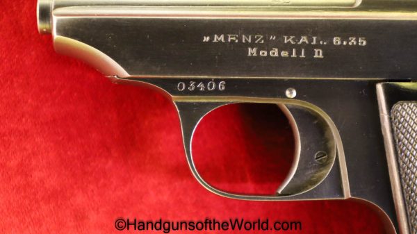 Menz, Model 2, 6.35mm, Outstanding, German, Germany, Handgun, Pistol, C&R, Collectible, Model II, Model, 2, II, 6.35, 25, .25, acp, auto, VP, Vest Pocket