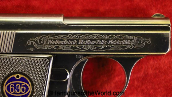 Walther, Model 9, 6.35mm, Factory Engraved, with Holster, Model, 9, German, Germany, Handgun, Pistol, C&R, Collectible, VP, Vest Pocket, Engraved, IX, .25