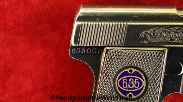 Walther, Model 9, 6.35mm, Factory Engraved, with Holster, Model, 9, German, Germany, Handgun, Pistol, C&R, Collectible, VP, Vest Pocket, Engraved, IX, .25