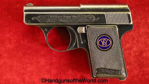 Walther, Model 9, 6.35mm, Factory Engraved, with Holster, Model, 9, German, Germany, Handgun, Pistol, C&R, Collectible, VP, Vest Pocket, Engraved, IX, .25