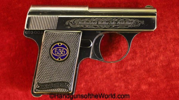 Walther, Model 9, 6.35mm, Factory Engraved, with Holster, Model, 9, German, Germany, Handgun, Pistol, C&R, Collectible, VP, Vest Pocket, Engraved, IX, .25