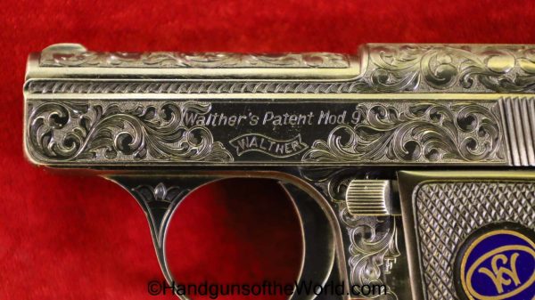 Walther, Model 9, 6.35mm, Custom, Scroll Engraved, Engraved, German, Germany, Handgun, Pistol, C&R, Collectible, VP, Vest Pocket, 6.35, 25, .25, acp, auto