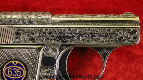 Walther, Model 9, 6.35mm, Custom, Scroll Engraved, Engraved, German, Germany, Handgun, Pistol, C&R, Collectible, VP, Vest Pocket, 6.35, 25, .25, acp, auto