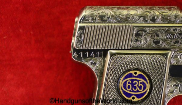 Walther, Model 9, 6.35mm, Custom, Scroll Engraved, Engraved, German, Germany, Handgun, Pistol, C&R, Collectible, VP, Vest Pocket, 6.35, 25, .25, acp, auto