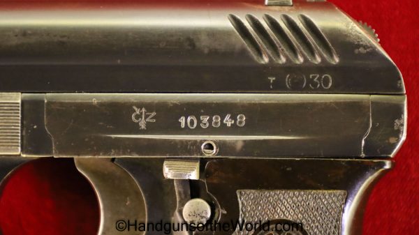 CZ-24, .380, Czech, Dated, 1931, Handgun, Pistol, C&R, Collectible, CZ, 24, CZ24, CZ 24, 380, acp, auto, Czechoslovakia, Hand gun, Pocket, WWII, WW2