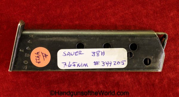 Sauer, 38H, 7.65mm, Magazine, Clip, #344205, 344205, Mag, Original, Collectible, German, Germany, Police, 38, Handgun, Pistol, Hand gun, 32, .32, 7.65, acp