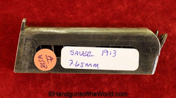 Sauer, 1913, 7.65mm, Magazine, Clip, Mag, Original, Collectible, German, Germany, Handgun, Hand gun, Pistol, 7.65, 32, .32, acp, auto, Model, Real, Vintage