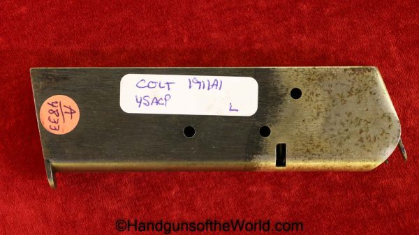 Colt, 1911A1, .45acp, WWII, Era, Magazine, Clip, Mag, Original, Collectible, 45, .45, acp, auto, 1911, Handgun, Hand gun, Pistol, WW2, USA, American