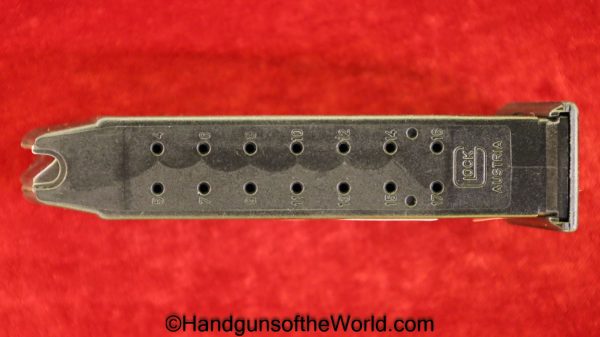 Glock, Model 17, 9mm, Magazine, Clip, Mag, Original, Collectible, Austria, Austrian, 17, Model, 17A, Handgun, Hand gun, Pistol, 17-A, 17 A