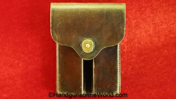 Colt, 1911, Double Magazine Pouch, General Officers, Pattern, Pouch, Original, Collectible, Brown, leather, Magazine, Mag, Clip, Double, General, Officer