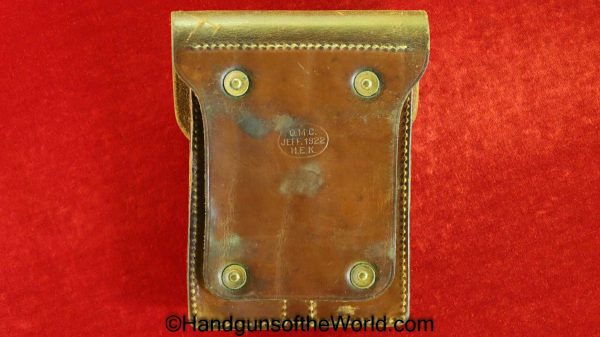 Colt, 1911, Double Magazine Pouch, General Officers, Pattern, Pouch, Original, Collectible, Brown, leather, Magazine, Mag, Clip, Double, General, Officer