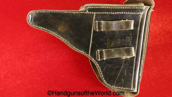 CZ-38, P-39, Holster, German, WWII, Black, Leather, hard shell, Joseph Moll-Goch, 1940, WaA721, WaA 721, Germany, WW2, Original, Collectible, CZ, 38, CZ38