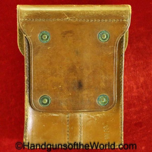 Colt, 1911, Double Magazine, Pouch, Eagle Snap, Brown, leather, Original, Collectible, 45, .45, Handgun, Mag, Magazine, Double, Clip, Pistol, Rock Island