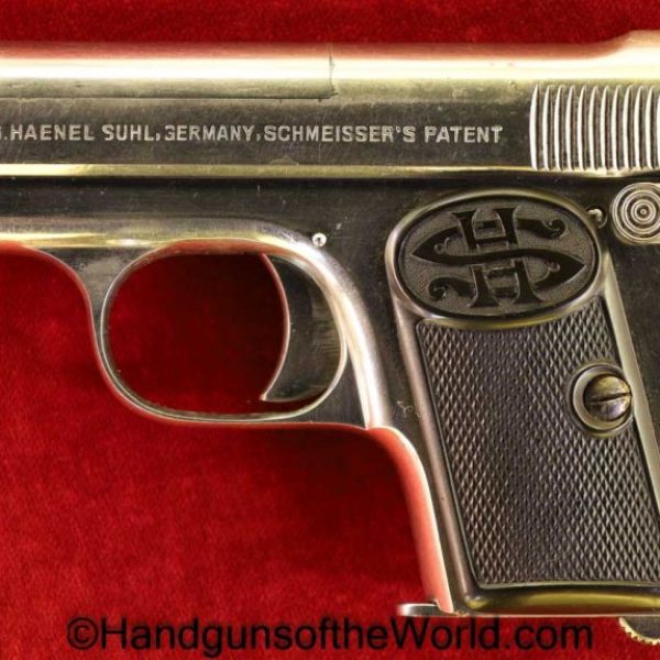 Haenel Schmeisser, Model 1, 6.35mm, Factory Nickel, Nickel, German, Germany, Handgun, Pistol, C&R, Collectible, VP, Vest Pocket, Model I, 1, I, Model, .25