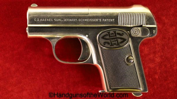 Haenel Schmeisser, Model 1, 6.35mm, Factory Nickel, Nickel, German, Germany, Handgun, Pistol, C&R, Collectible, VP, Vest Pocket, Model I, 1, I, Model, .25