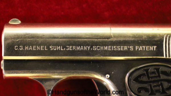 Haenel Schmeisser, Model 1, 6.35mm, Factory Nickel, Nickel, German, Germany, Handgun, Pistol, C&R, Collectible, VP, Vest Pocket, Model I, 1, I, Model, .25