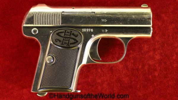 Haenel Schmeisser, Model 1, 6.35mm, Factory Nickel, Nickel, German, Germany, Handgun, Pistol, C&R, Collectible, VP, Vest Pocket, Model I, 1, I, Model, .25