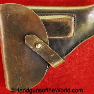 Mauser, 1910, Holster, unmarked, brown, leather, with dual belt loops, Original, Period, Vintage, Handgun, Hand gun, Pistol, Commercial, Pattern, Old, Real