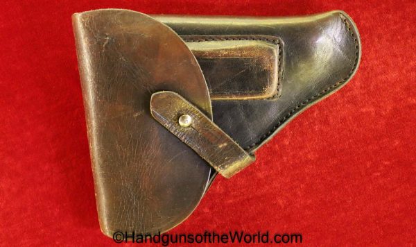 Mauser, 1910, Holster, unmarked, brown, leather, with dual belt loops, Original, Period, Vintage, Handgun, Hand gun, Pistol, Commercial, Pattern, Old, Real