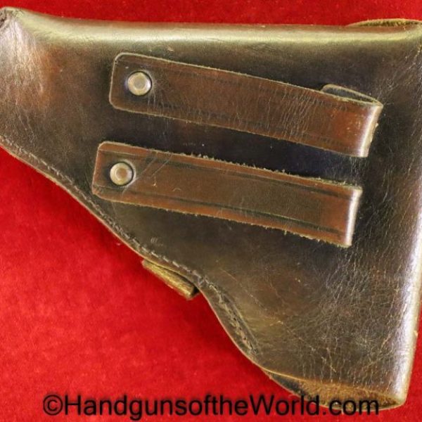 Mauser, 1910, Holster, unmarked, brown, leather, with dual belt loops, Original, Period, Vintage, Handgun, Hand gun, Pistol, Commercial, Pattern, Old, Real