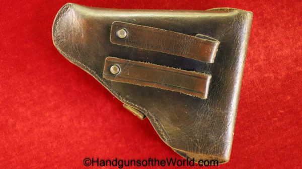 Mauser, 1910, Holster, unmarked, brown, leather, with dual belt loops, Original, Period, Vintage, Handgun, Hand gun, Pistol, Commercial, Pattern, Old, Real