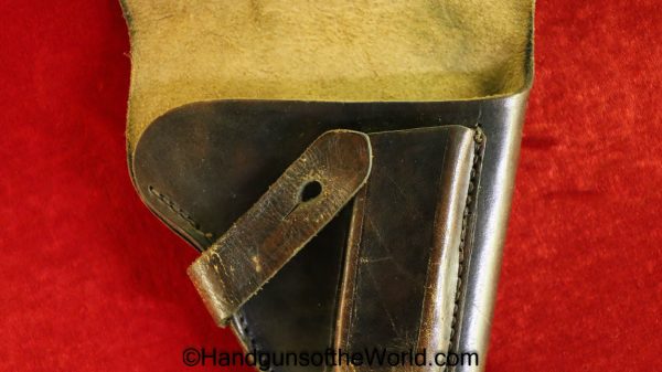 Mauser, 1910, Holster, unmarked, brown, leather, with dual belt loops, Original, Period, Vintage, Handgun, Hand gun, Pistol, Commercial, Pattern, Old, Real