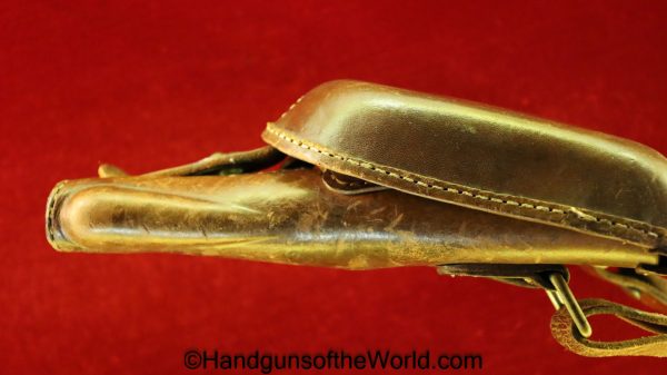 Nambu, Type 14, Holster, with Shoulder Straps, Brown, leather, clamshell, with brass fittings, Brass, Type, 14, Original, Collectible, Japan, Japanese