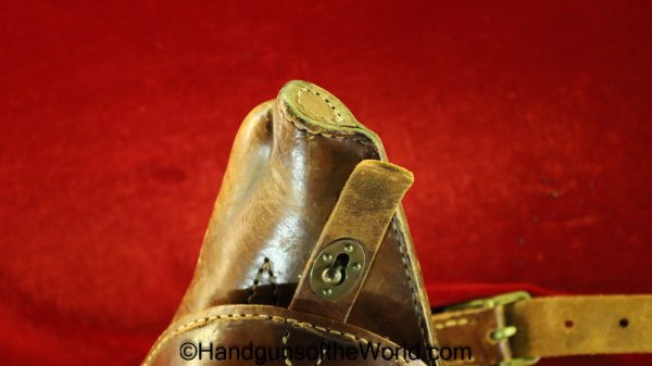 Nambu, Type 14, Holster, with Shoulder Straps, Brown, leather, clamshell, with brass fittings, Brass, Type, 14, Original, Collectible, Japan, Japanese