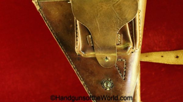 Nambu, Type 14, Holster, with Shoulder Straps, Brown, leather, clamshell, with brass fittings, Brass, Type, 14, Original, Collectible, Japan, Japanese