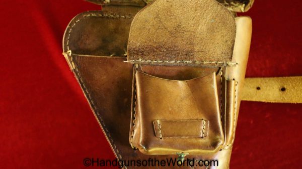 Nambu, Type 14, Holster, with Shoulder Straps, Brown, leather, clamshell, with brass fittings, Brass, Type, 14, Original, Collectible, Japan, Japanese