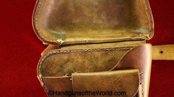 Nambu, Type 14, Holster, with Shoulder Straps, Brown, leather, clamshell, with brass fittings, Brass, Type, 14, Original, Collectible, Japan, Japanese