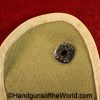 US, 38, Caliber, Revolver, Canvas, Holster, Green, tan piping, brass toe cap, Original, Collectible, .38, Cal, DA, WWI, WW1, WWII, WW2, USA, American