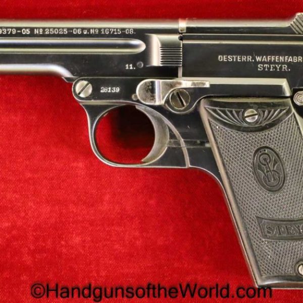 Steyr, 1908, 7.65mm, Austrian, Dated, 1911, Austria, Handgun, Pistol, C&R, Collectible, Hand gun, 7.65, 32, .32, acp, auto, 1909, WWI, WW1, Era