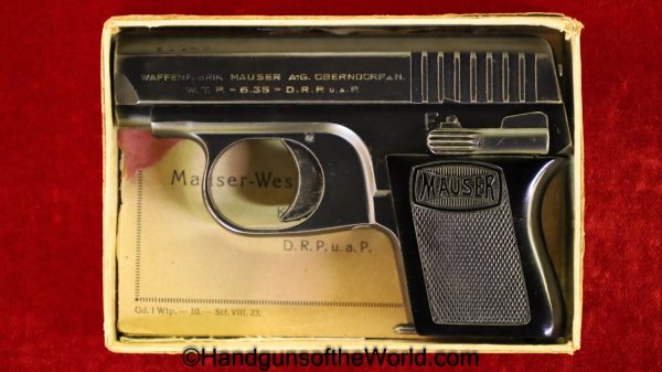 Mauser, WTP 1, 6.35mm, with Original Box, Boxed, with Box, German, Germany, Handgun, Pistol, C&R, Collectible, VP, Vest Pocket, WTP-1, WTP1, WTP, 1, I, .25