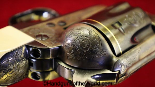Colt SAA, .45 Colt, Factory Engraved with Gold Bands and Ivory Grips - Image 10
