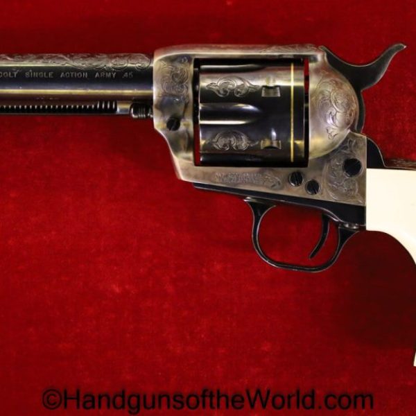 Colt, SAA, .45 Colt, Factory Engraved, with Gold Bands, Ivory Grips, Engraved, Single Action Army, Handgun, Revolver, Collectible, 1986, .45, 45, Long Colt