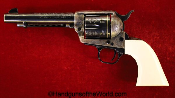 Colt, SAA, .45 Colt, Factory Engraved, with Gold Bands, Ivory Grips, Engraved, Single Action Army, Handgun, Revolver, Collectible, 1986, .45, 45, Long Colt