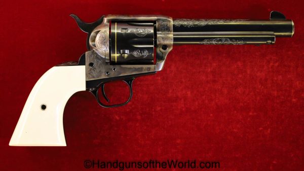 Colt, SAA, .45 Colt, Factory Engraved, with Gold Bands, Ivory Grips, Engraved, Single Action Army, Handgun, Revolver, Collectible, 1986, .45, 45, Long Colt