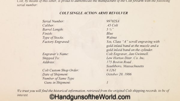 Colt SAA, .45 Colt, Factory Engraved with Gold Bands and Ivory Grips - Image 41
