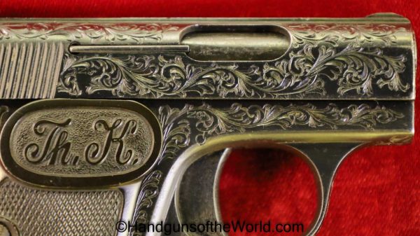 Kommer, Model 2, 6.35mm, Custom Engraved, Engraved, German, Germany, Handgun, Pistol, C&R, Collectible, VP, Vest Pocket, 6.35, 25, .25, acp, auto, Model II