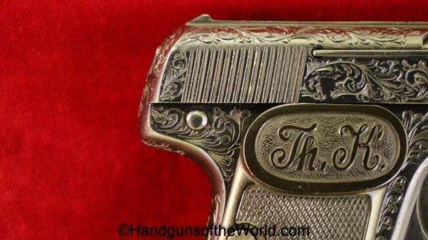 Kommer, Model 2, 6.35mm, Custom Engraved, Engraved, German, Germany, Handgun, Pistol, C&R, Collectible, VP, Vest Pocket, 6.35, 25, .25, acp, auto, Model II