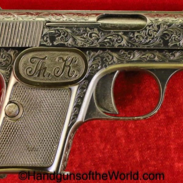 Kommer, Model 2, 6.35mm, Custom Engraved, Engraved, German, Germany, Handgun, Pistol, C&R, Collectible, VP, Vest Pocket, 6.35, 25, .25, acp, auto, Model II