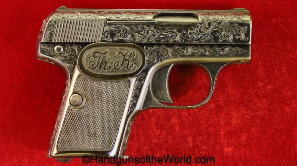 Kommer, Model 2, 6.35mm, Custom Engraved, Engraved, German, Germany, Handgun, Pistol, C&R, Collectible, VP, Vest Pocket, 6.35, 25, .25, acp, auto, Model II