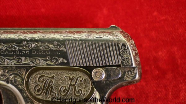 Kommer, Model 2, 6.35mm, Custom Engraved, Engraved, German, Germany, Handgun, Pistol, C&R, Collectible, VP, Vest Pocket, 6.35, 25, .25, acp, auto, Model II